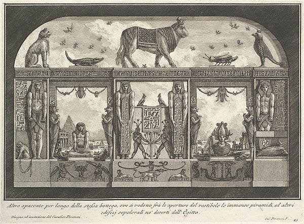 Egyptian decoration of the Caffè degli Inglesi -  Animals on the,  Poster Print Wall Art