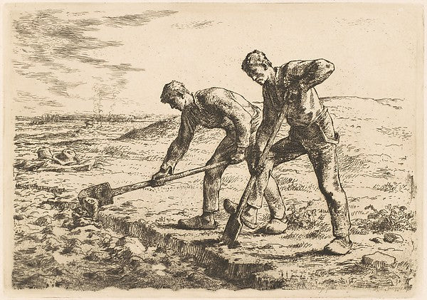 The Diggers c1855-Jean-François Millet,16x12"(A3)Poster
