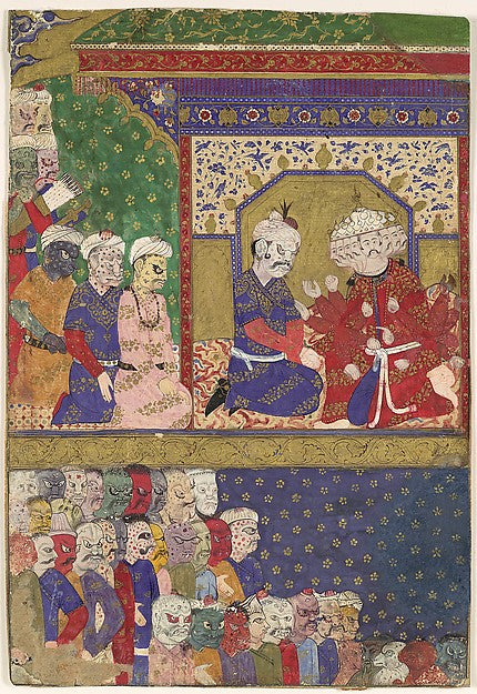 :"The Court of Ravana" Folio from a Ramayana c1605-16x12"(A3) Poster