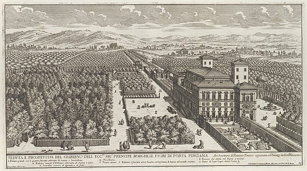 View of the Villa Borghese after 1677-Simon Felice,16x12"(A3)Poster