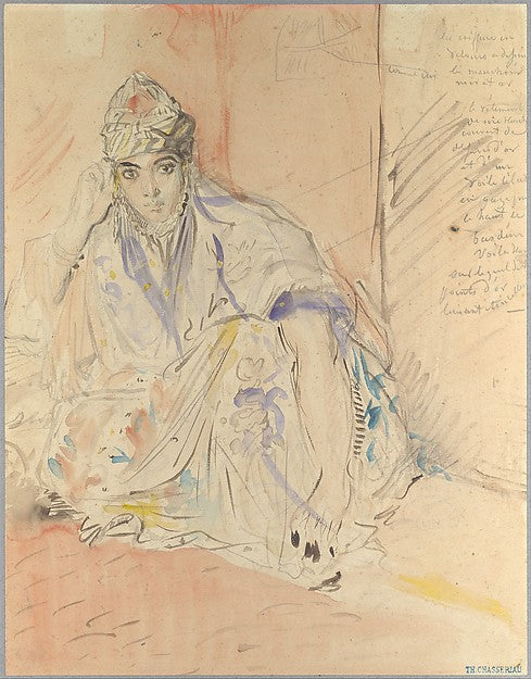 Jewish Woman of Algiers Seated on the Ground c1846-Théodore Ch,16x12"(A3) Poster