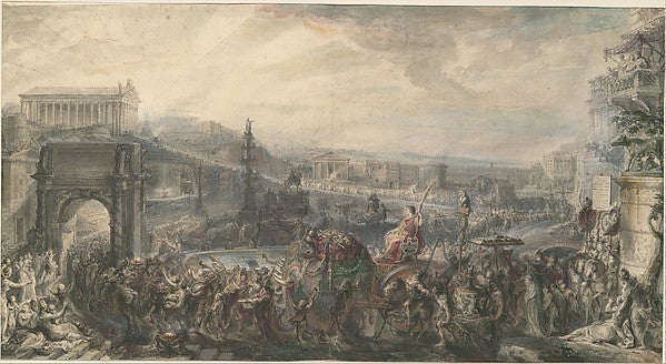 The Triumph of Pompey 1765-Gabriel de Saint-Aubin,16x12