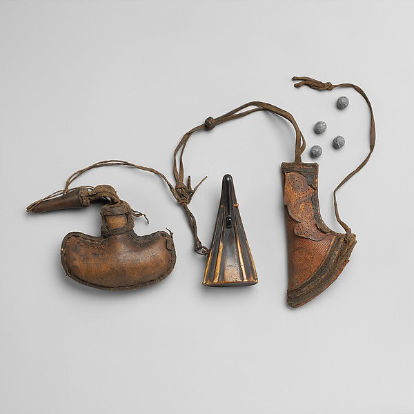 Bullet Pouch  Priming Flask  and Powder Flask 19th cent,  Poster Print