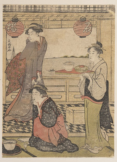 An Entertainment at Shinagawa c1788-Sakuragawa Bunkyo, 16x12"(A3) Poster