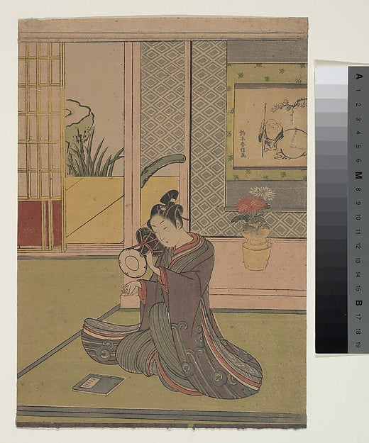 Young Man Playing a Noh Drum-Suzuki Harunobu,16x12"(A3) Poster