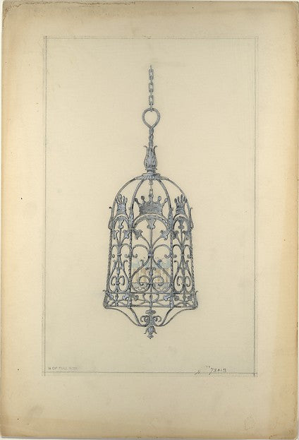 Design for a chandelier late 19th–early 20th cent Possibly Tif,  Poster Print Wall Art