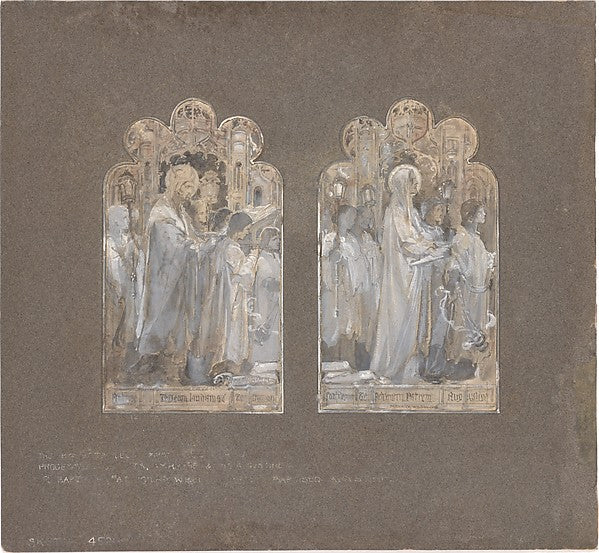 Design for two windows  "Te Deum Laudamus" 1900 Tiffany Glass,  Poster Print