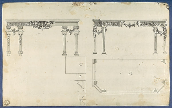 Sideboard Tables  from Chippendale Drawings  Vol. II 1760-Thom,  Poster Print Wall Art