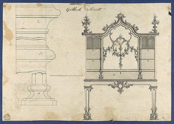 Gothick [Gothic] Cabinet  from Chippendale Drawings  Vol. II 1,  Poster Print Wall Art