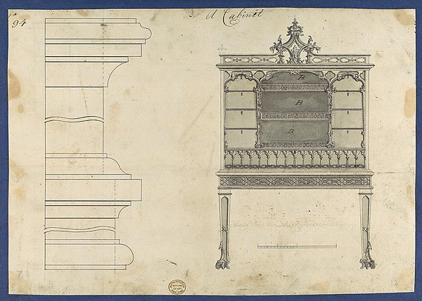 Cabinet  from Chippendale Drawings  Vol. II 1754-Thomas Chippe,  Poster Print Wall Art