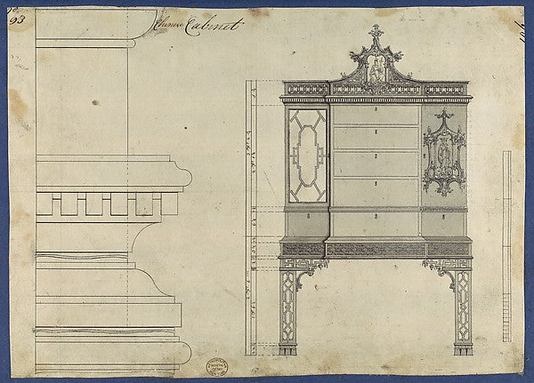 Chinese Cabinet  from Chippendale Drawings  Vol. II 1754-Thoma,  Poster Print Wall Art