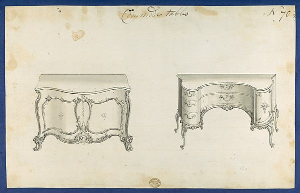 Commode Tables  from Chippendale Drawings  Vol. II 1760-Thomas,  Poster Print Wall Art