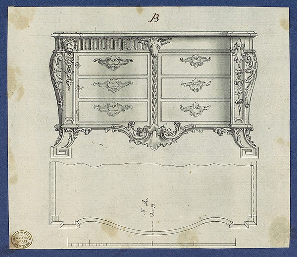 French Commode  from Chippendale Drawings  Vol. II 1762-Thomas,  Poster Print Wall Art