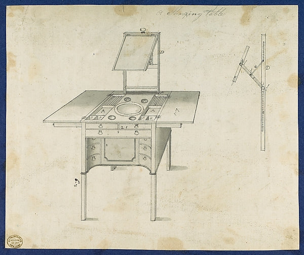 Shaving Table  from Chippendale Drawings  Vol. II 1761-Thomas ,  Poster Print Wall Art