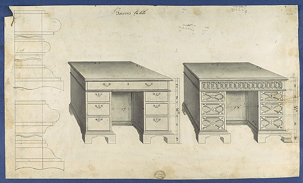 Bureau Tables  from Chippendale Drawings  Vol. II 1753-Thomas ,  Poster Print Wall Art