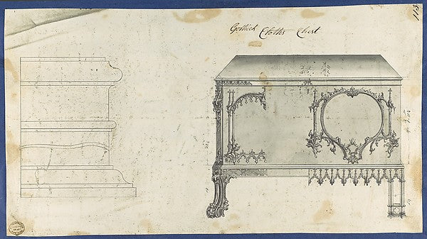 Gothic Clothes Chest  from Chippendale Drawings  Vol. II 1753-,  Poster Print Wall Art