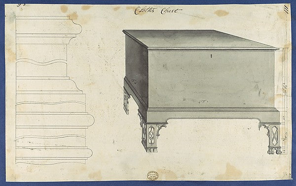 Clothes Chest  from Chippendale Drawings  Vol. II 1753-Thomas ,  Poster Print Wall Art
