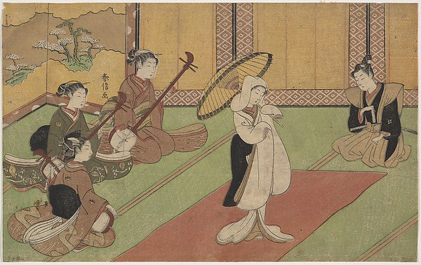 Woman Dancer in Daimyo's Palace-Suzuki Harunobu,Classic Ming China Image,  Poster Print Wall Art