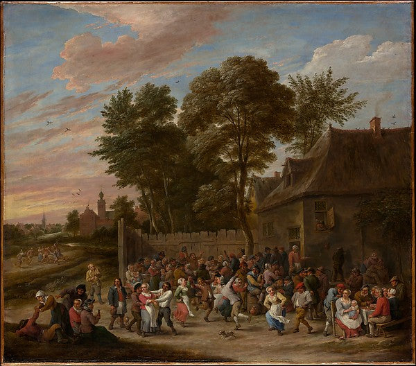 David Teniers the Younger:Peasants Dancing and Feasting c166-16x12"(A3) Poster