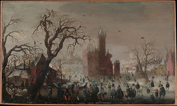 Christoffel van den Berghe:A Winter Landscape with Ice Skate-16x12"(A3) Poster