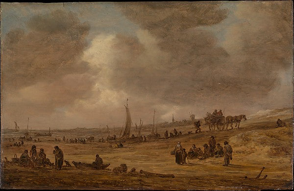 Jan van Goyen:A Beach with Fishing Boats probably 1653-16x12"(A3) Poster