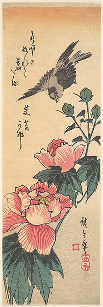 Sparrow and Hibiscus c1834-Utagawa Hiroshige 1797–1858 Tokyo,  Poster Print