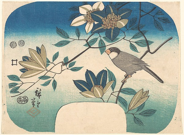 ,Clematis and Bird 1852-Utagawa Hiroshige 1797–185,16x12"(A3) Poster