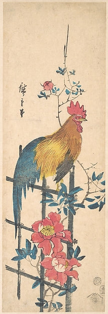 Peony and Cock 1854-Utagawa Hiroshige 1797–1858 Tokyo ),  Poster Print