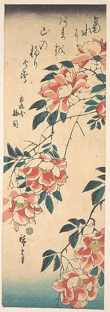 Roses c1843-Utagawa Hiroshige  1797–1858 Tokyo ),  Poster Print Wall Art