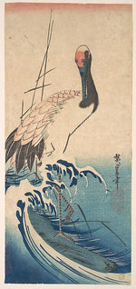 ,Crane and Surf c1833-Utagawa Hiroshige  1797–1858 Tokyo, 16x12"(A3) Poster