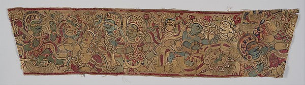 Textile Panel with Demonic Battle Scenes  Likely from the Devi,16x12"(A3)Poster