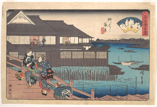 ,The Manpachi at Evening in Yanagibashi c1835–,Japan ukiyo-e Period Image,16x12"(A3) Poster