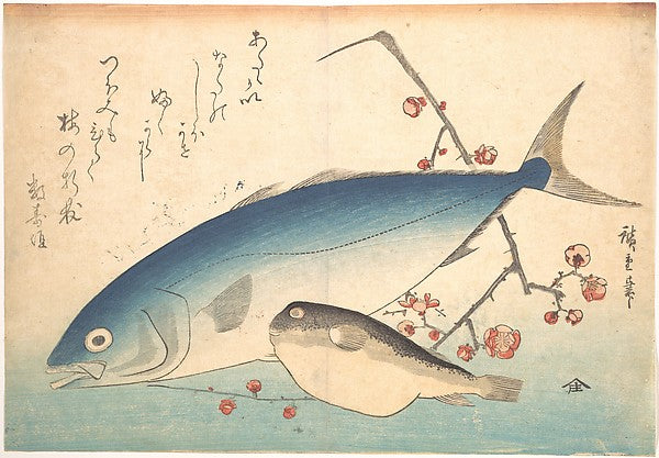 Fugu and Inada Fish from the series Uozukushi 1840s-Utagawa,  Poster Print