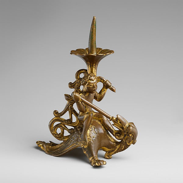:Pricket Candlestick with a Naked Youth Fighting a Dragon c1-16x12