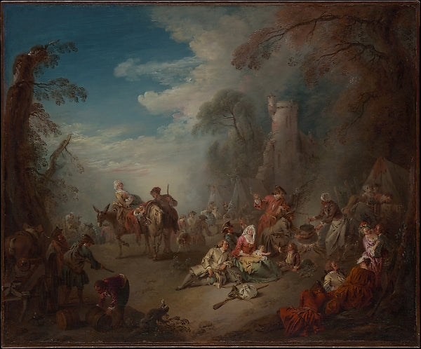 Jean-Baptiste Joseph Pater:Troops at Rest c1725-16x12"(A3) Poster