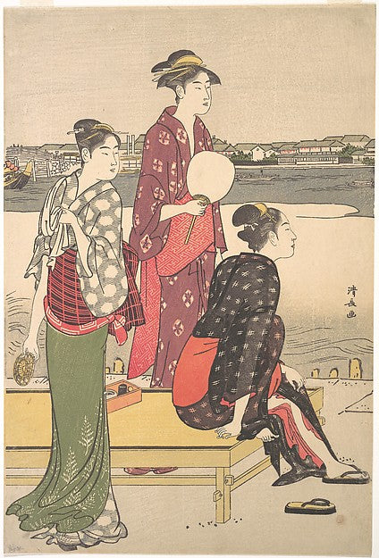 Evening on the Banks of the Sumida River-Torii Kiyonaga,  Poster Print