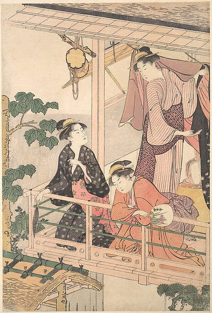 ,Three Women on a Balcony c1786-Torii Kiyonaga,16x12"(A3) Poster