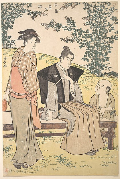 Viewing the Bush Clover at Hagidera 1785-Torii Kiyonaga,  Poster Print