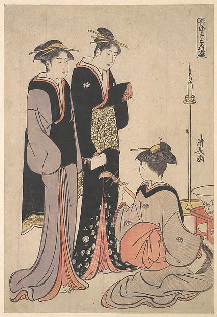 Two Courtesans and a Geisha c1783-Torii Kiyonaga,  Poster Print Wall Art