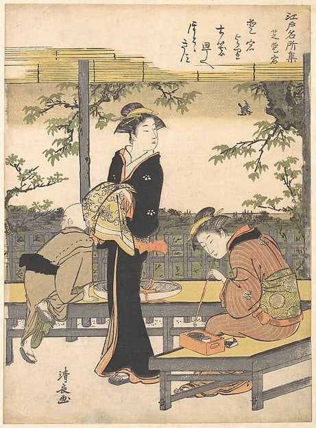 Shiba -  Atago,Atago Hill at Shiba c1783-Torii Kiyonaga,  Poster Print Wall Art