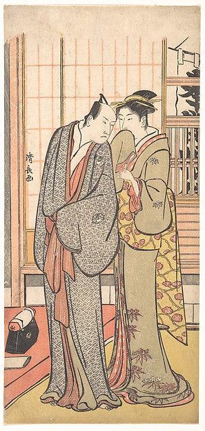 Ichikawa Yaozo III with a Lady c1785-Torii Kiyonaga,  Poster Print Wall Art
