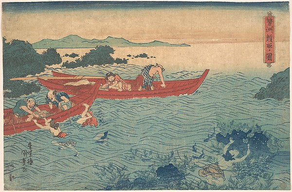 Seishu Awabi-tori no Zu c1840-Utagawa Kunisada, 16x12"(A3) Poster