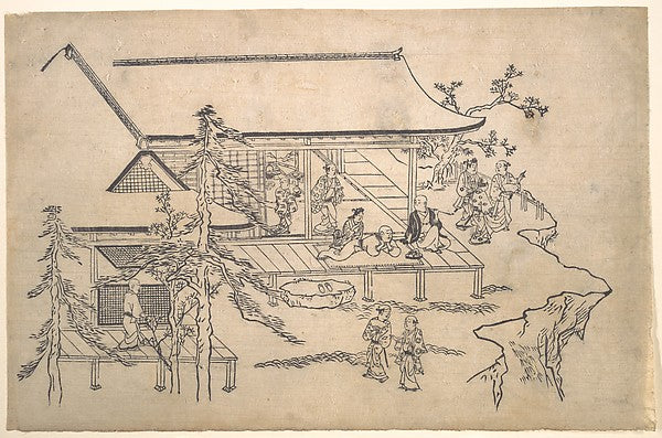 Flower-Viewing Scene c1685-Hishikawa Moronobu,  Poster Print