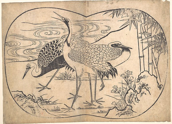 Cranes-Hishikawa Moronobu,  Poster Print Wall Art