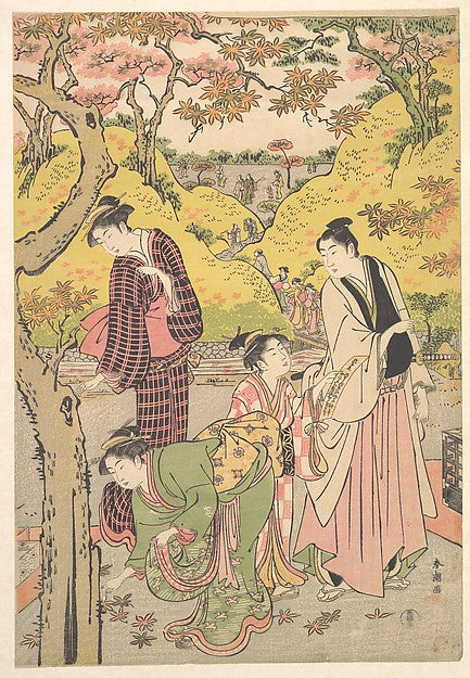 A Young Man  Two Young Women and a Girl at a Picnic Party c178,  Poster Print Wall Art