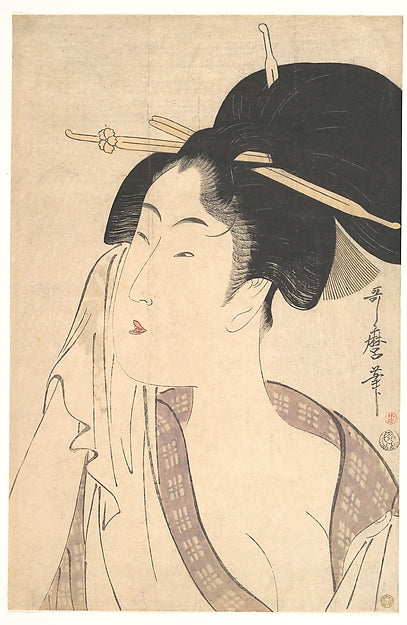 Woman Relaxing after Her Bath 1790s-Kitagawa Utamaro, 16x12"(A3) Poster