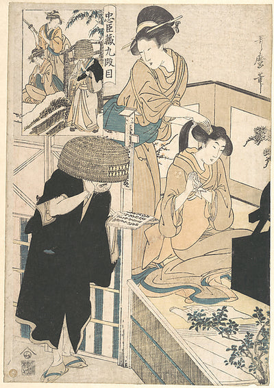 ,A Woman at Her Toilet Seated before a Mirror,Having He,Japan ukiyo-e Period Image,16x12"(A3) Poster