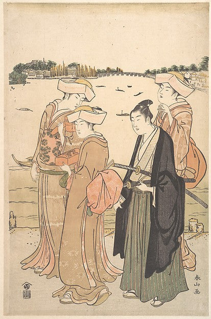 A Young Samurai and Three Women c1789-Katsukawa Shunzan,  Poster Print