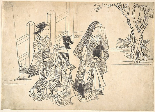 A Courtesan Followed by Two Girl Attendants 1671–1751-Nishikaw,16x12"(A3) Poster