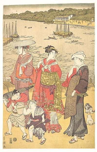 Women at Takanawa Beach c1790s-Utagawa Toyokuni I,16x12"(A3) Poster